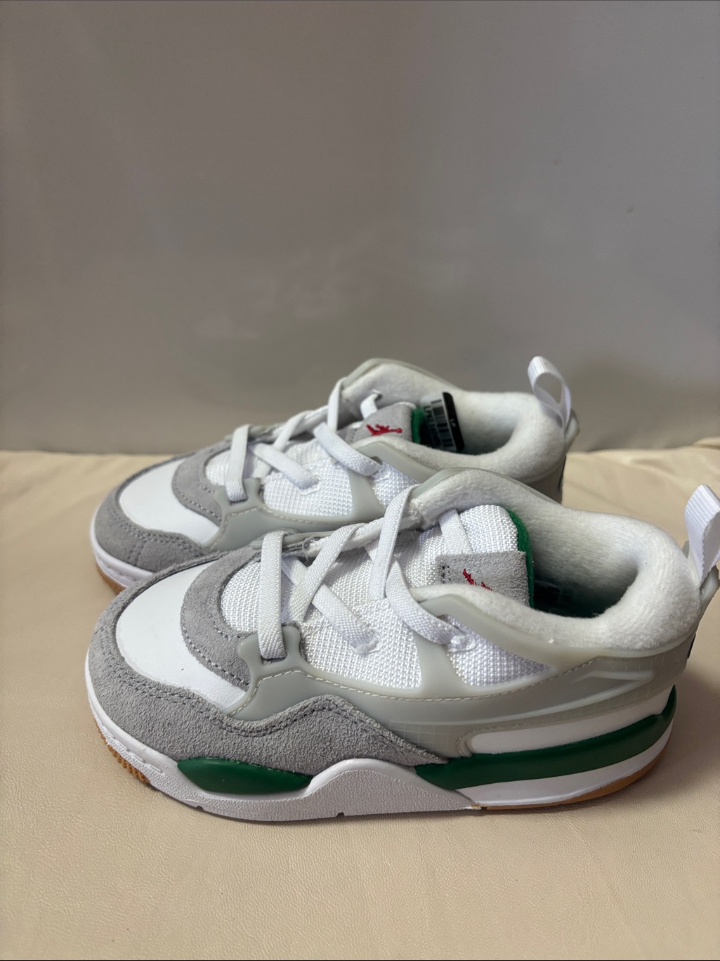 Jordan Kids White, Gray And Green Low-Top Sneakers
